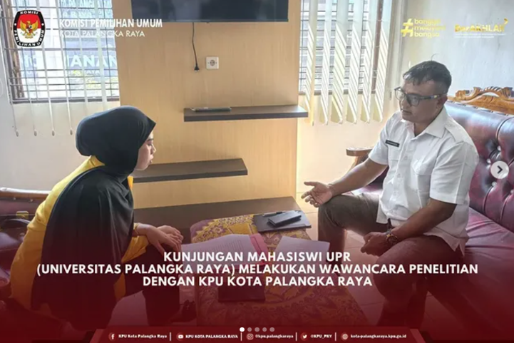 Kunjungan Mahasiswa UPR Melakukan Wawancara Penelitian dengan KPU Kota Palangka Raya