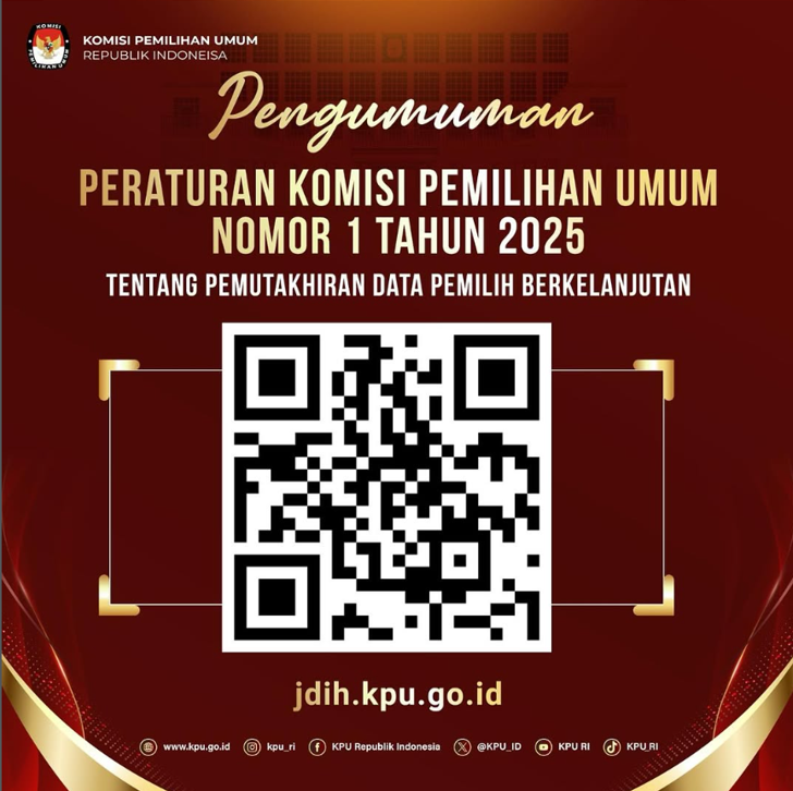 Pengumuman Peraturan Komisi Pemilihan Umum Nomor 1 Tahun 2025