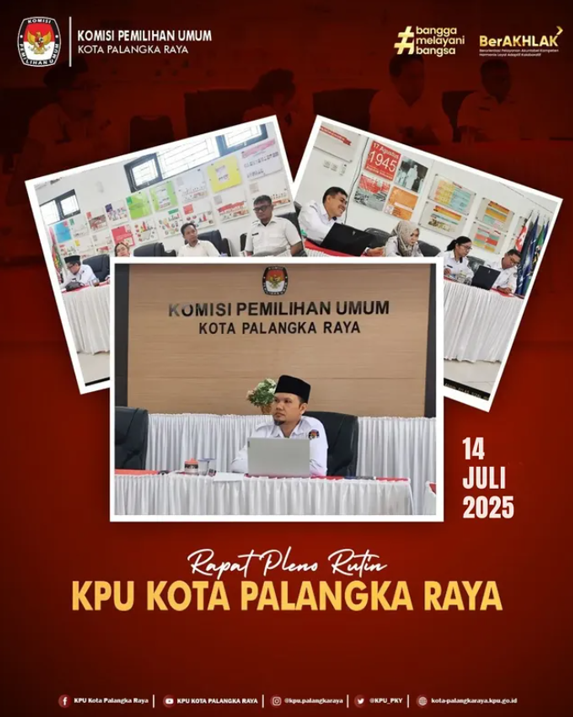Rapat Pleno Rutin KPU Kota Palangka Raya 14 Juli 2025