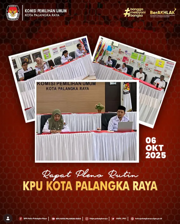 Rapat Pleno Rutin KPU Kota Palangka Raya 06 Oktober 2025
