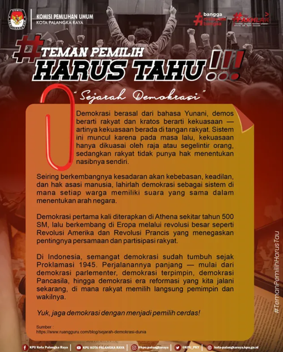 #TemanPemilih Harus Tahu!! Sejarah Demokrasi