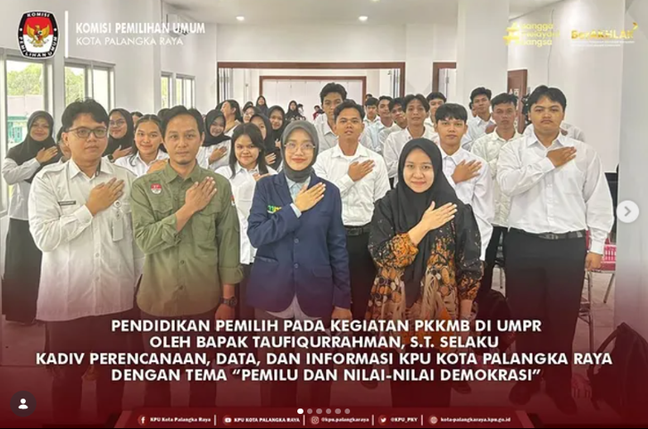 Pendidikan Pemilih pada Kegiatan PKKMB di UMPR oleh Bapak Taufiqurrahman, S.T.