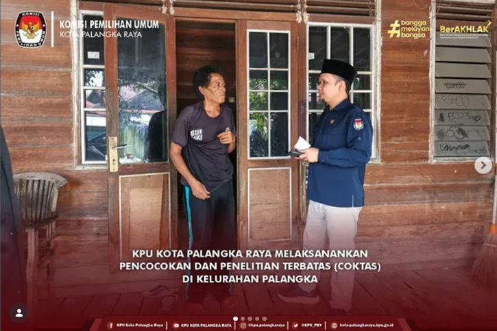 KPU Kota Palangka Raya Melaksanakan Pencocokan dan Penelitian Terbatas (COKTAS)