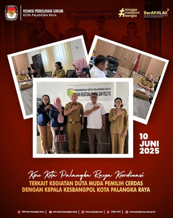 KPU Kota Palangka Raya Koordinasi Terkait Kegiatan Duta Muda Pemilih Cerdas 10 Juni 2025
