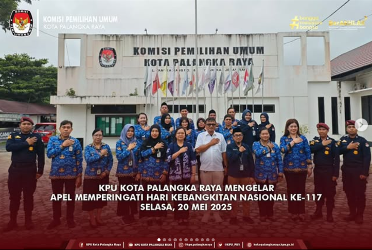 KPU Kota Palangka Raya Mengelar Apel memperingati Hari Kebangkitan Nasional Ke-117