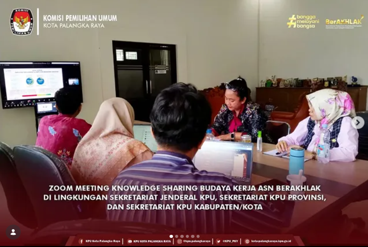 Zoom Meeting Knowledge Sharing Budaya Kerja ASN Berakhlak di Lingkungan Sekretariat Jenderal KPU