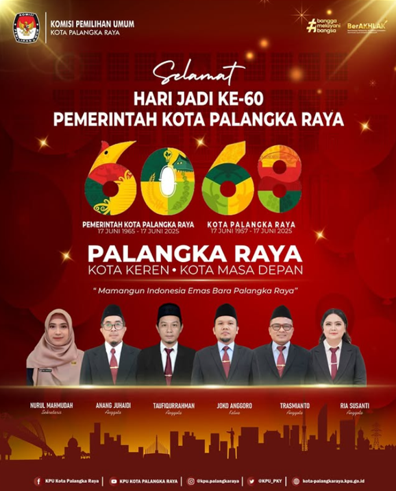 Selamat Hari Jadi Ke-60 Pemerintah Kota Palangka Raya