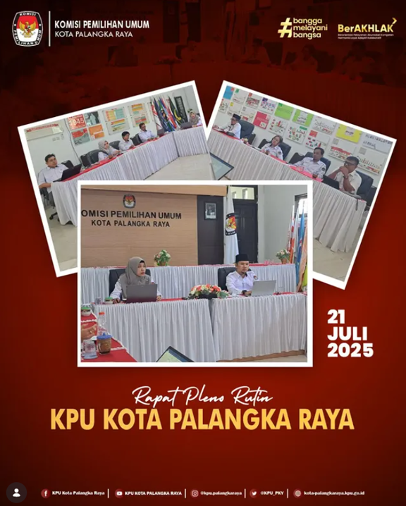 Rapat Pleno Rutin KPU Kota Palangka Raya 21 Juli 2025