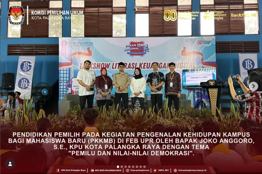 Pendidikan Pemilih pada Kegiatan Pengenalan Kehidupan Kampus Bagi Mahasiswa Baru (PKKMB) FEB UPR