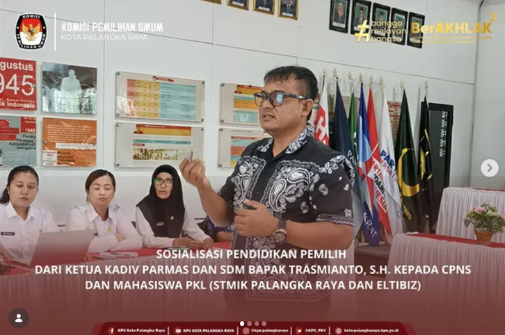 Sosialisasi Pendidikan Pemilih dari Ketua Kadiv Parmas dan SDM Bapak Trasmianto, S.H. Kepada CPNS
