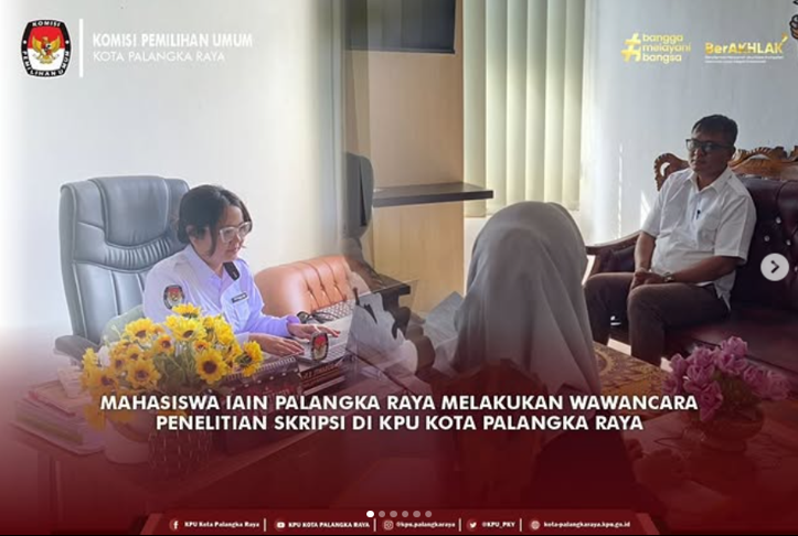Mahasiswa IAIN Palangka Raya Melakukan Wawancara Penelitian Skripsi di KPU Kota Palangka Raya