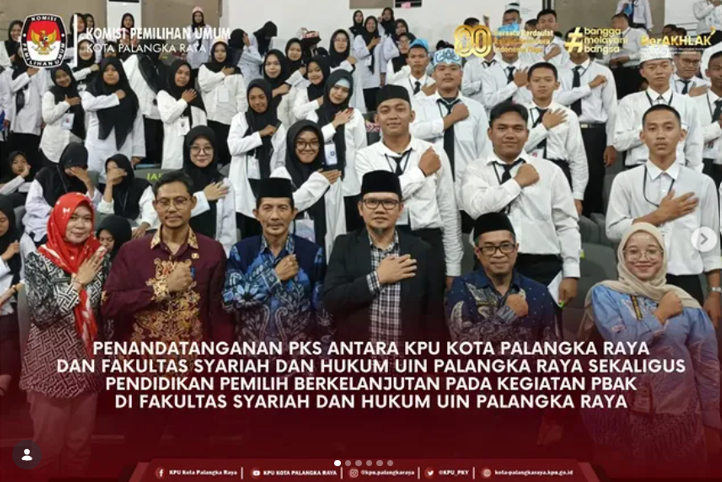 Penandatanganan PKS Antara KPU Kota Palangka Raya dan Fakultas Syariah dan Hukum UIN Palangka Raya