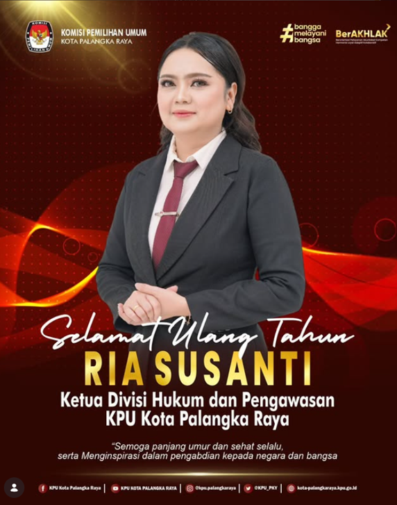 Selamat Ulang Tahun Ria Susanti Ketua Divisi Hukum dan Pengawasan KPU Kota Palangka Raya