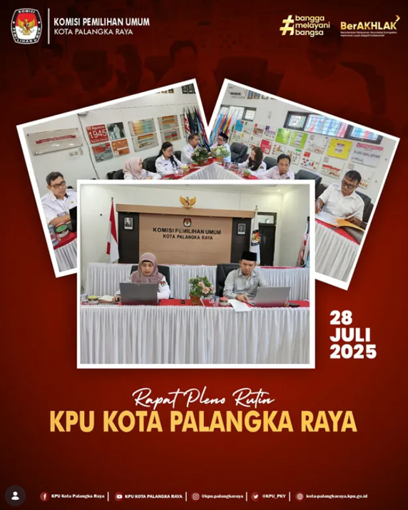 Rapat Pleno Rutin KPU Kota Palangka Raya 28 Juli 2025