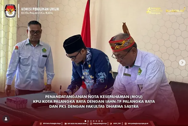 Penandatanganan Nota Kesepahaman (MOU) KPU Kota Palangka Raya dengan IAHN-TP Palangka Raya