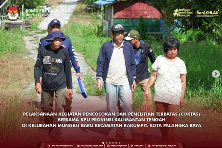 Pelaksanaan Kegiatan Pencocokan dan Penelitian Terbatas (COKTAS) Bersama KPU Kota Palangka Raya