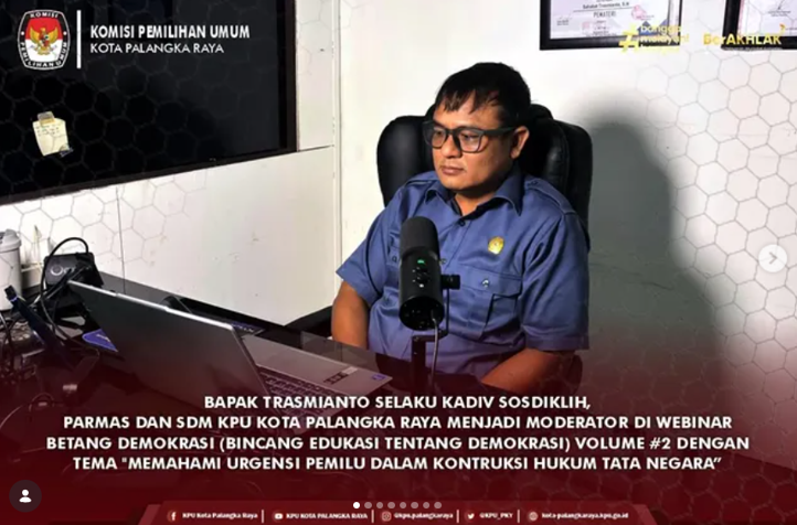 Bapak Trasmianto Selaku Kadiv Sosdiklih, Parmas dan SDM KPU Kota Palangka Raya