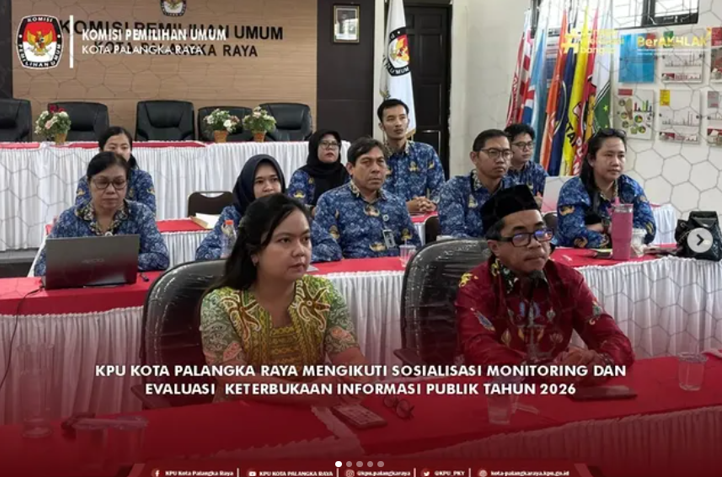 KPU Kota Palangka Raya Mengikuti Sosialisasi Monitoring dan Evaluasi Keterbukaan Informasi Publik