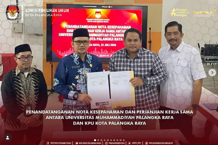 Penandatanganan Nota Kesepahaman dan Perjanjian Kerja Sama Antara UMPR dan KPU Kota Palangka Raya